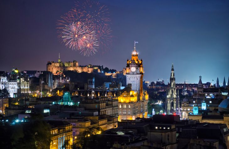 Fireworks over Edinburgh City